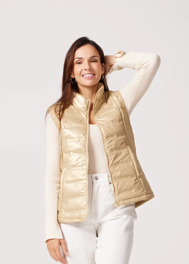 Gold Shimmer Duck Down Puffer Vest