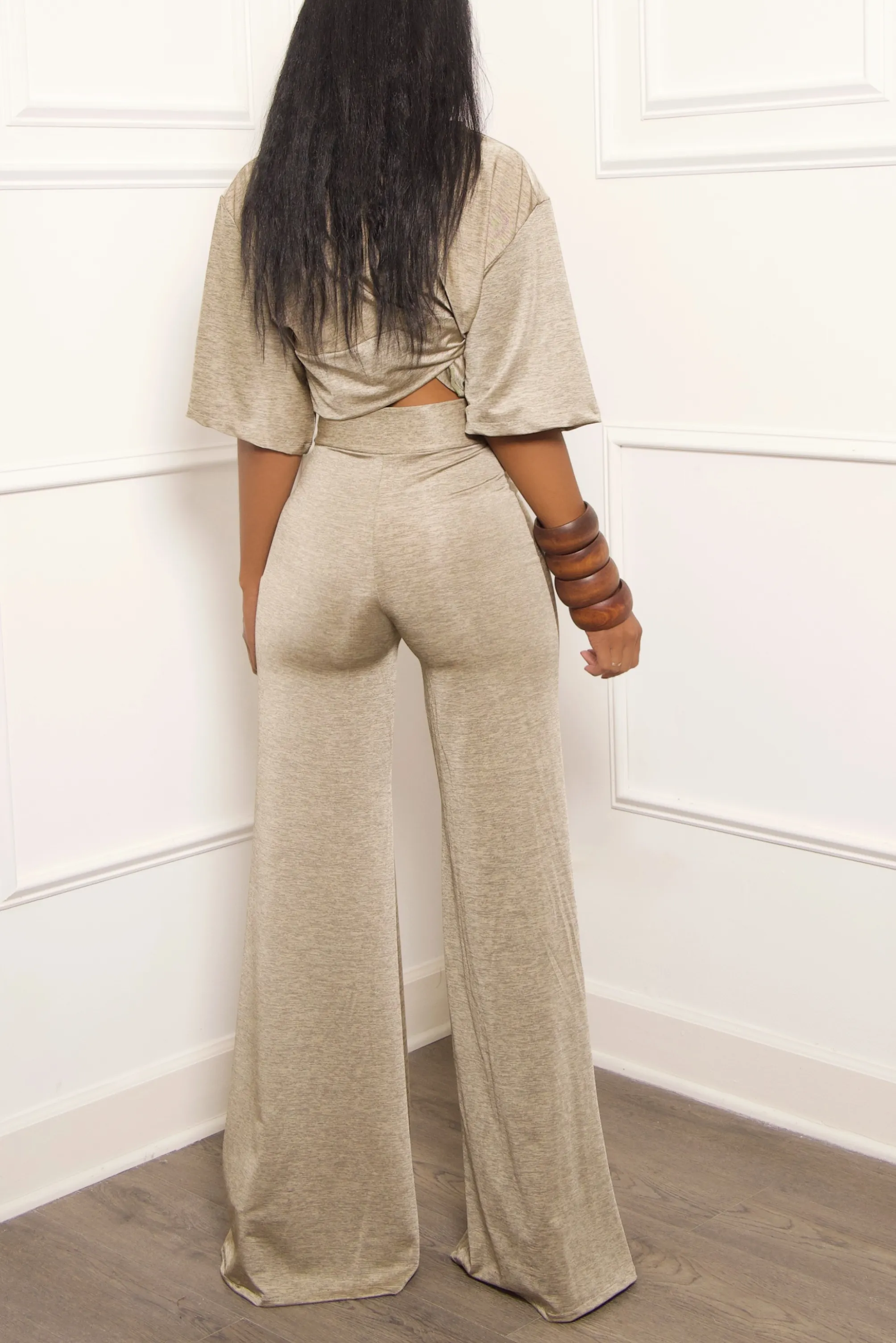 Golden High Waisted Pocket Wide leg Pants