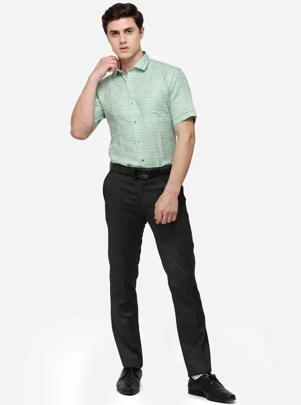 Green & Black Striped Slim Fit Party Wear Shirt | JB Studio