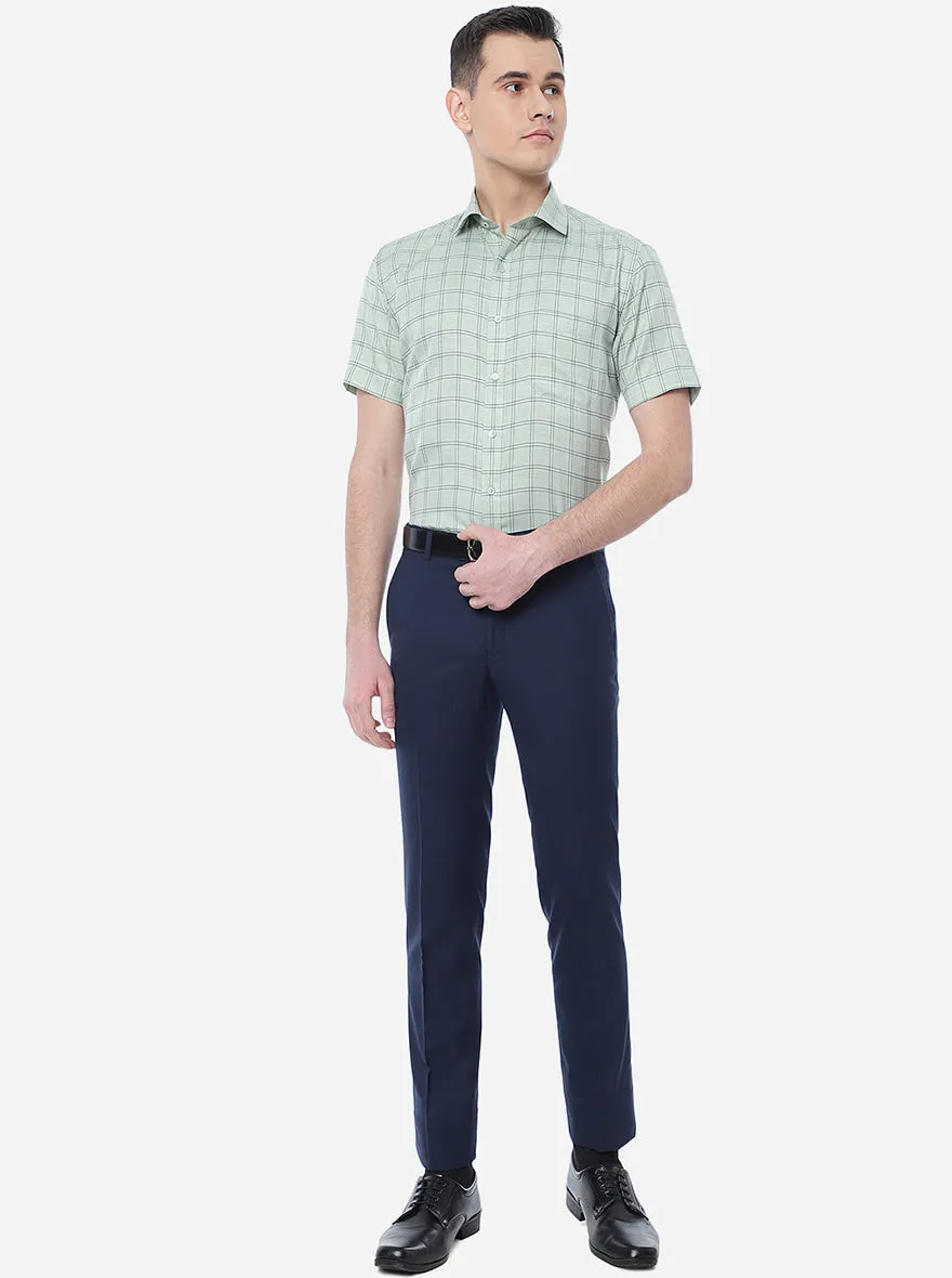 Green Checked Regular Fit Formal Shirt | Greenfibre