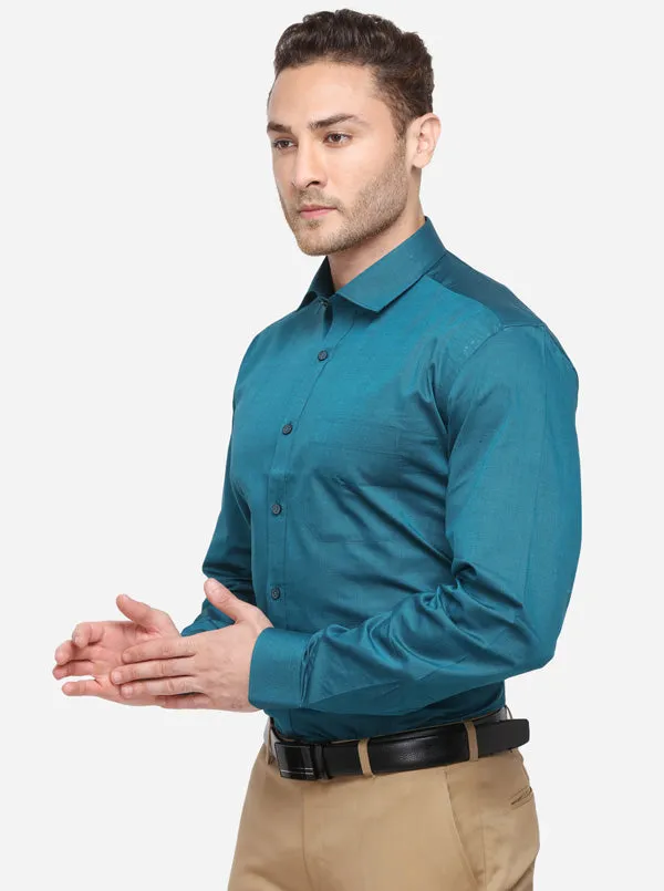 Green Solid Regular Fit Formal Shirt | JadeBlue