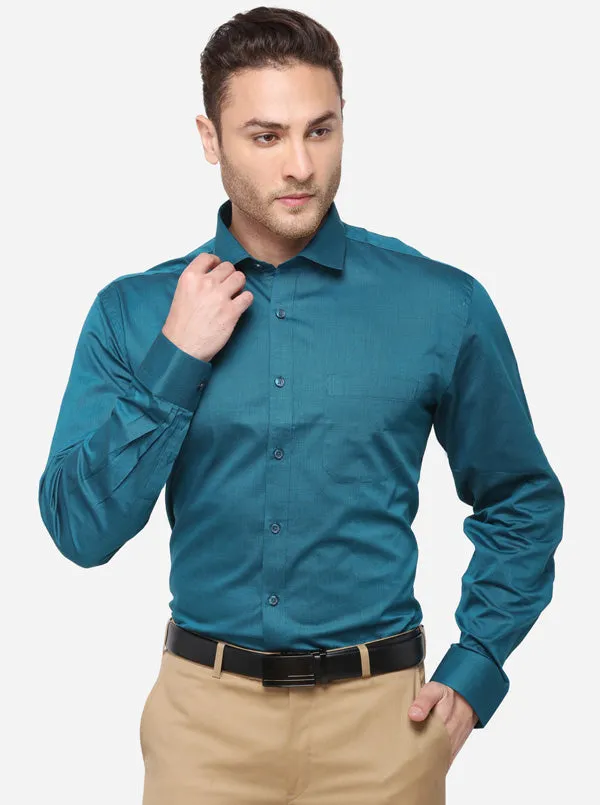 Green Solid Regular Fit Formal Shirt | JadeBlue