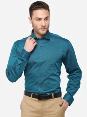 Green Solid Regular Fit Formal Shirt | JadeBlue