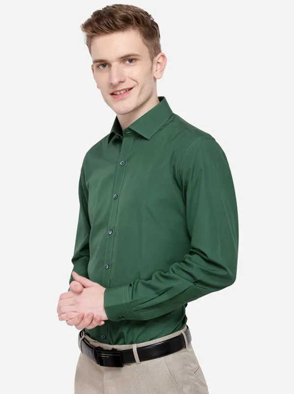 Green Solid Slim Fit Party Wear Shirt | Wyre