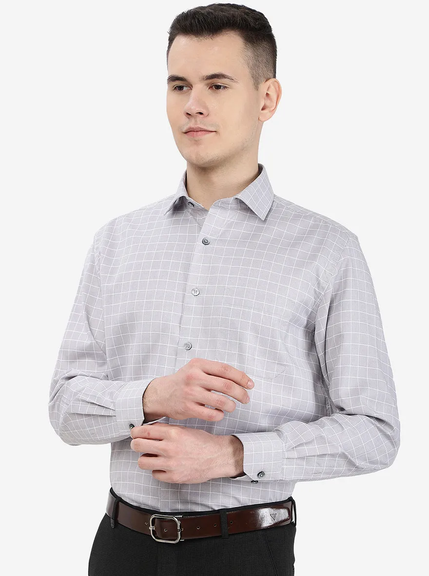 Grey Checked Regular Fit Formal Shirt | Greenfibre