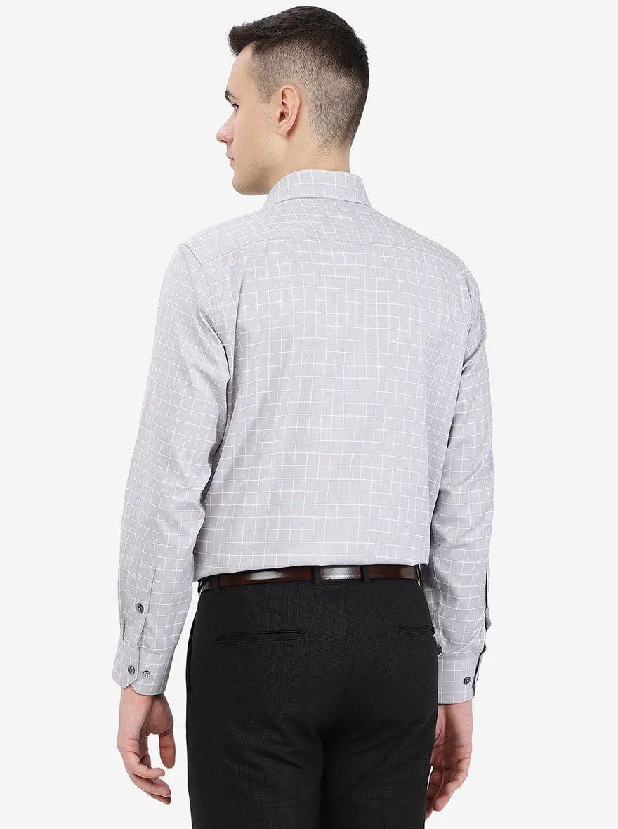 Grey Checked Regular Fit Formal Shirt | Greenfibre