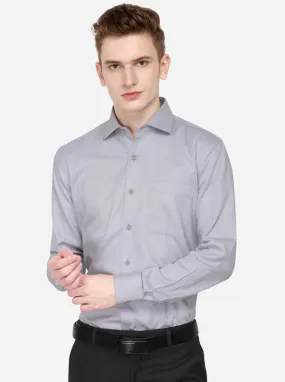 Grey Dobby Slim Fit Formal Shirt | Metal