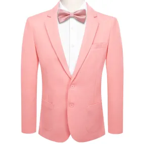 Hi-Tie Business Daily Blazer Pink Men's Suit Jacket Slim Fit Coat