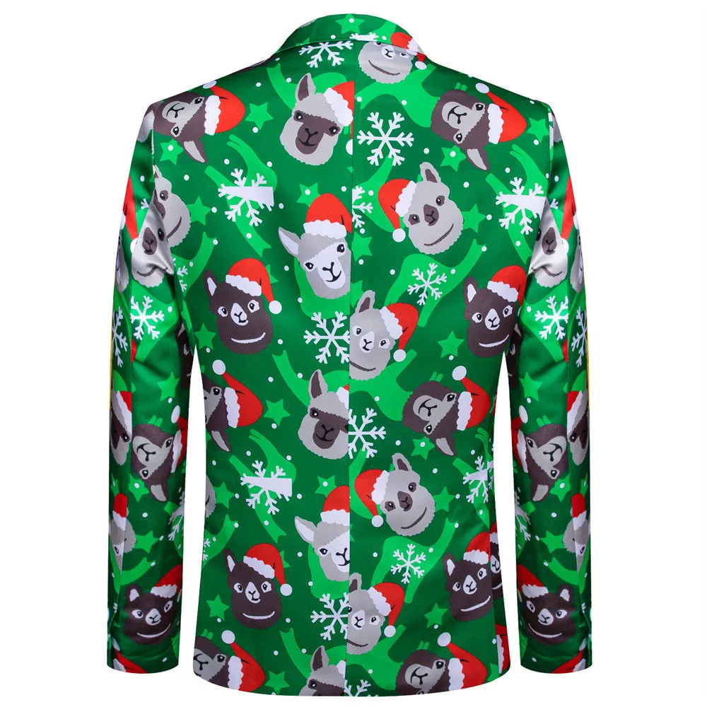 Hi-Tie Green Suit Christmas Blazer for Men