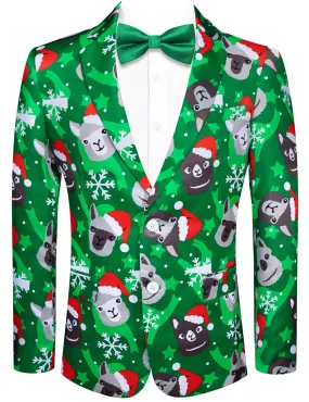 Hi-Tie Green Suit Christmas Blazer for Men