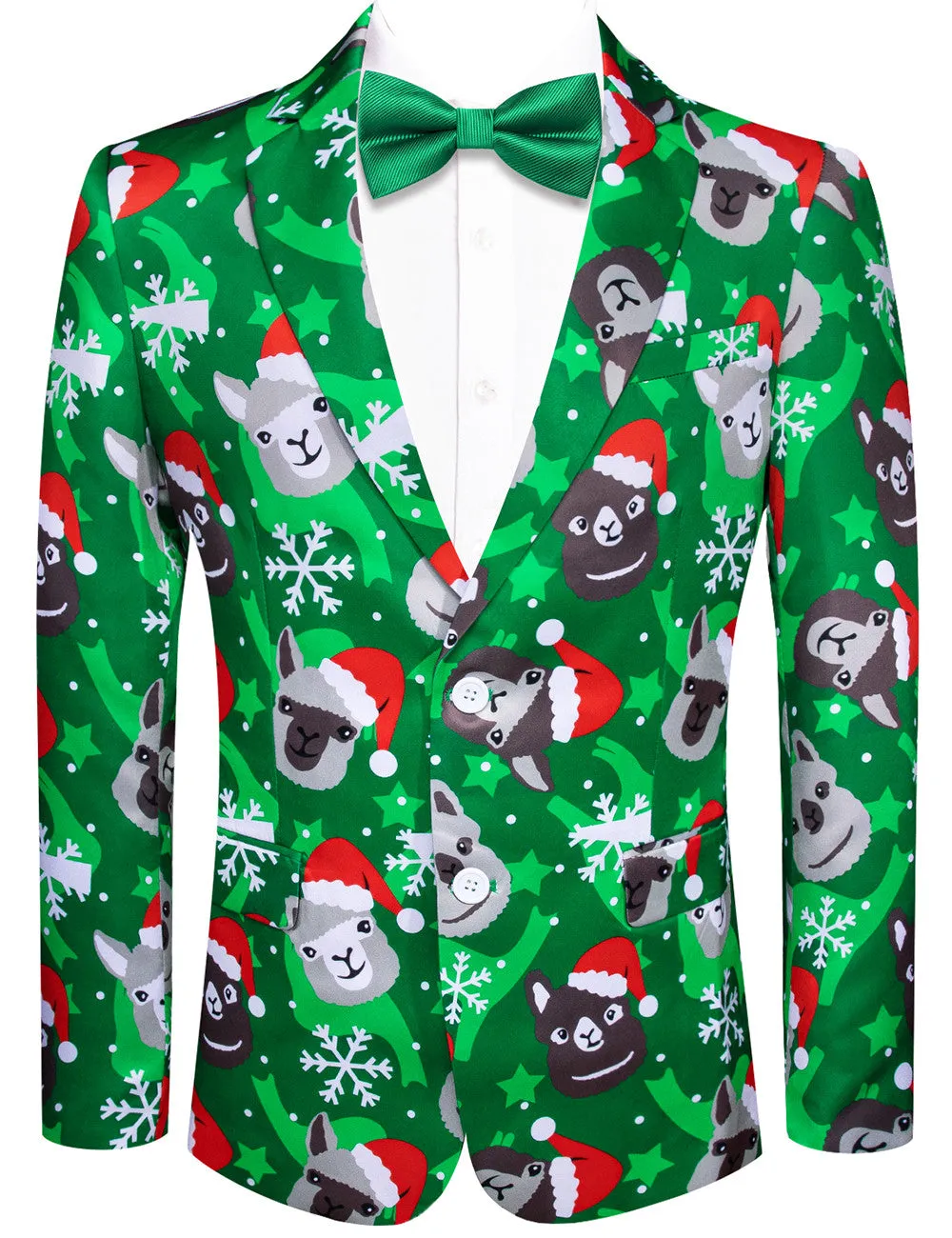 Hi-Tie Green Suit Christmas Blazer for Men