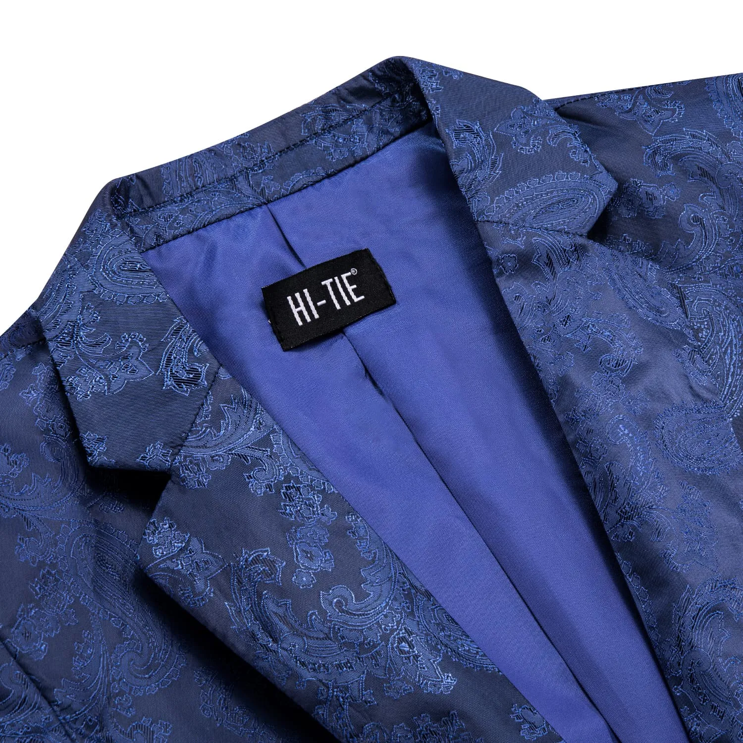 Hi-Tie Notched Lapel Blazer Blue Men's Wedding Paisley Top