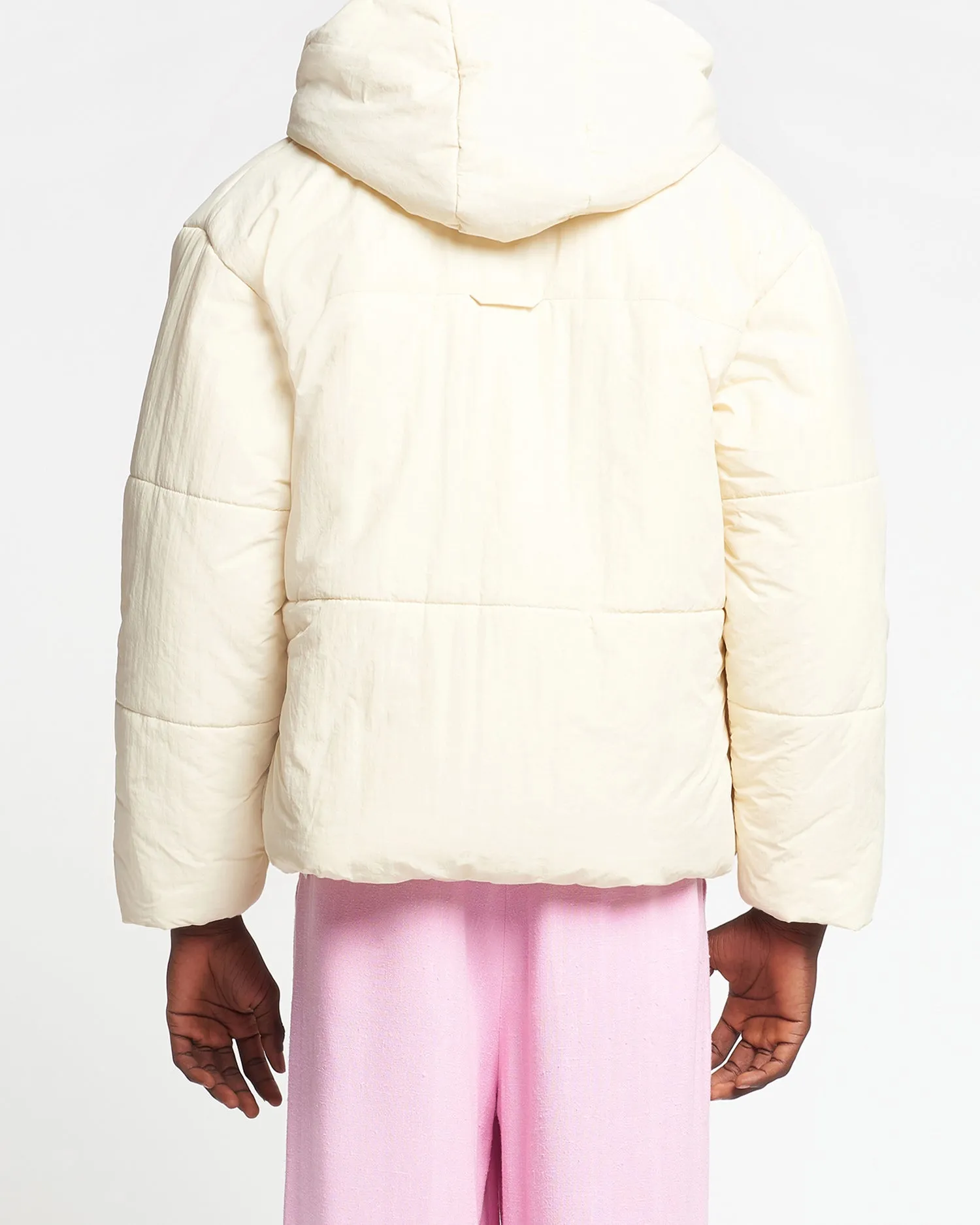 Hide Hood - Tech Poplin Hooded Puffer Jacket - Creme