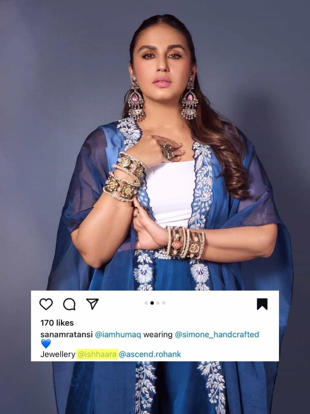 Huma Qureshi In Kundan And Pearl Studded Oxidized Bracelet