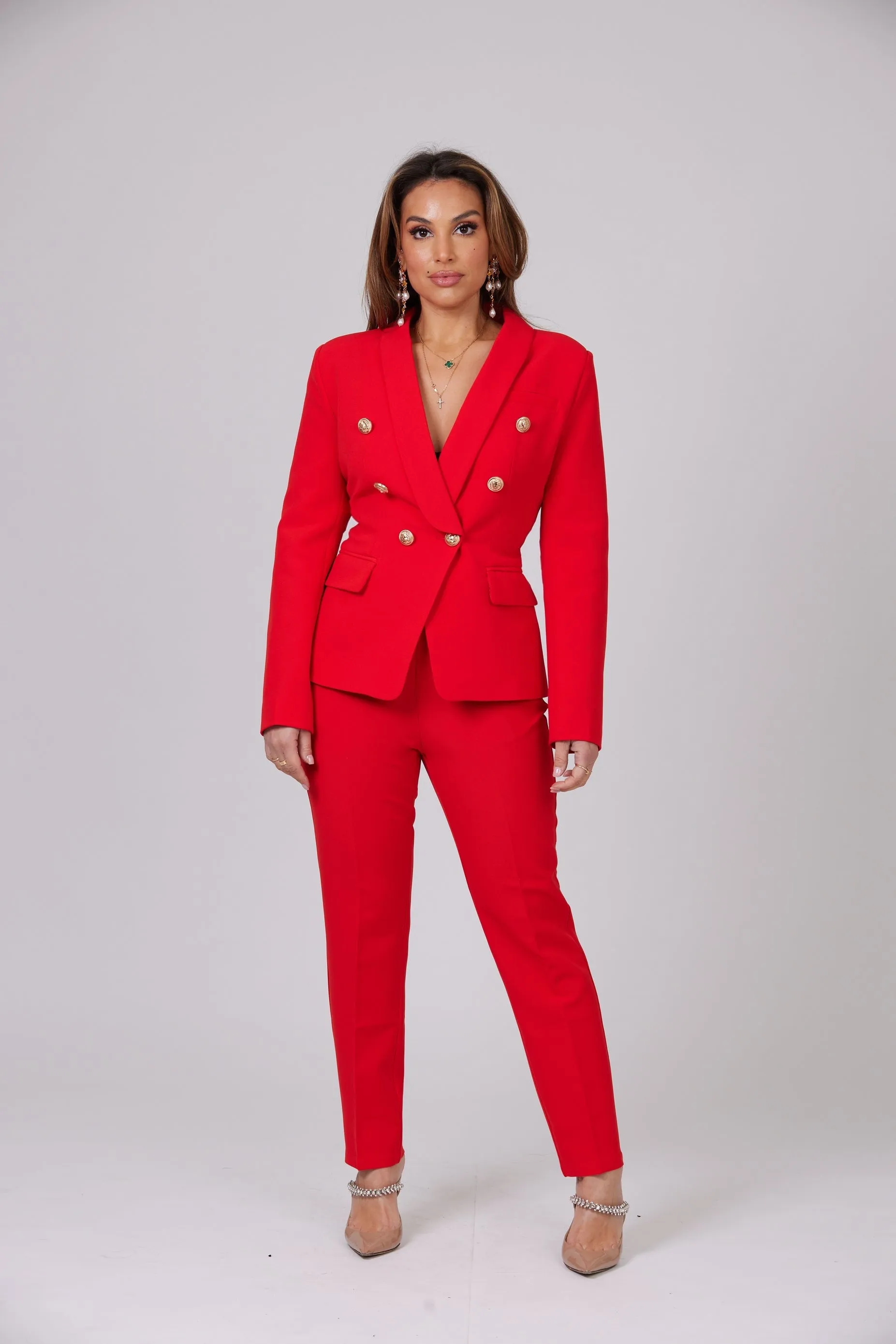 ICONIC RED TWO PIECES SET BLAZER AND TROUSER