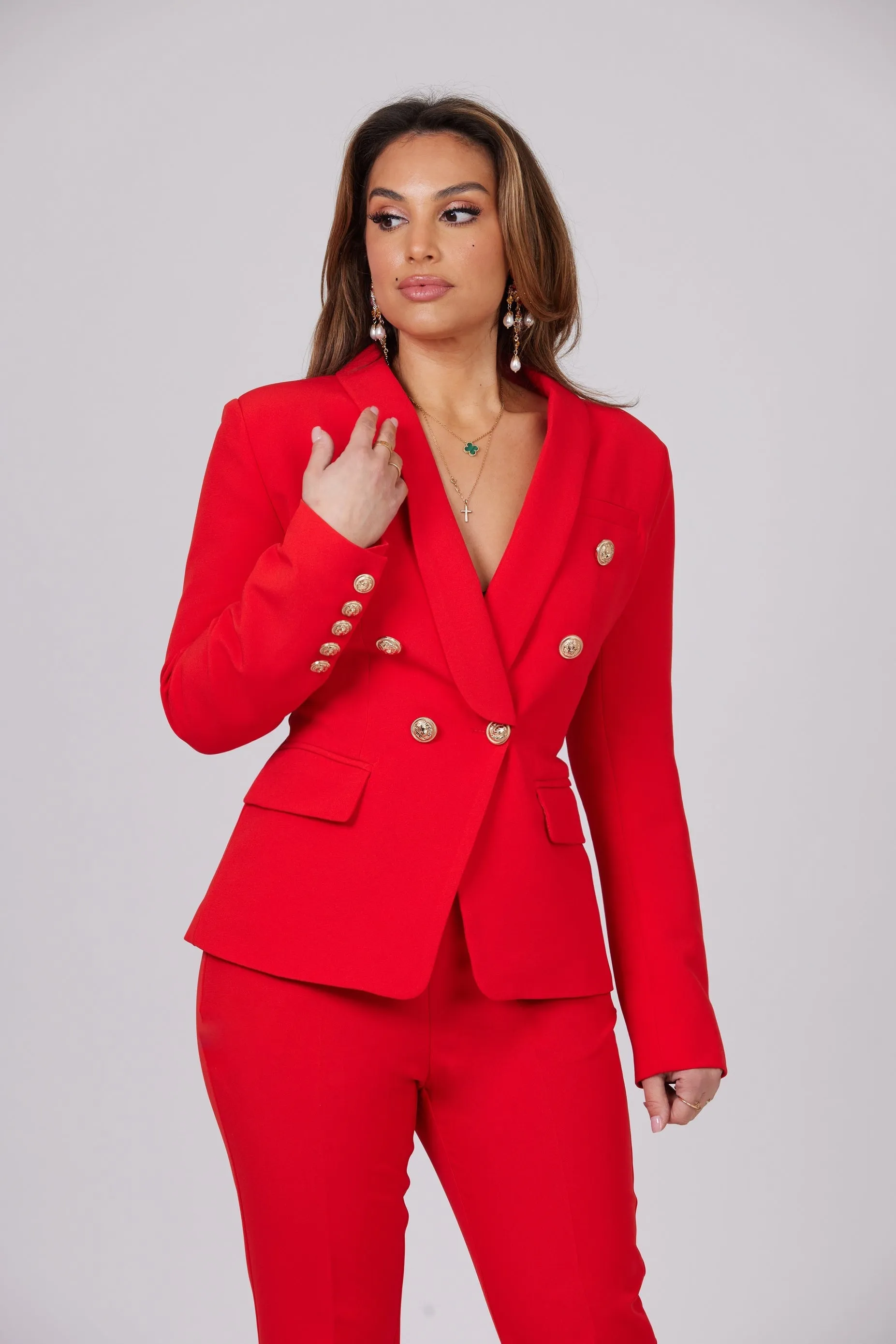 ICONIC RED TWO PIECES SET BLAZER AND TROUSER