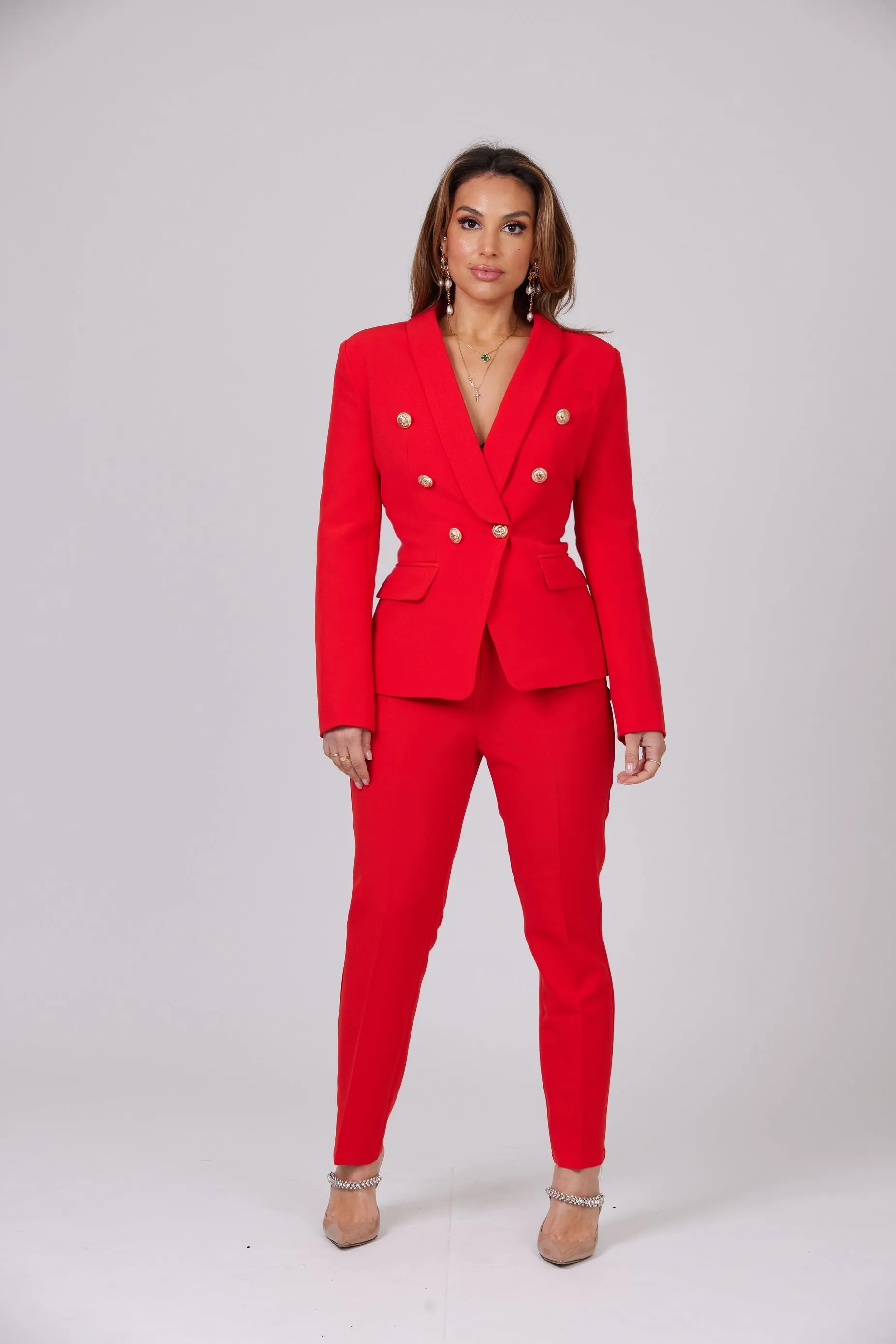 ICONIC RED TWO PIECES SET BLAZER AND TROUSER