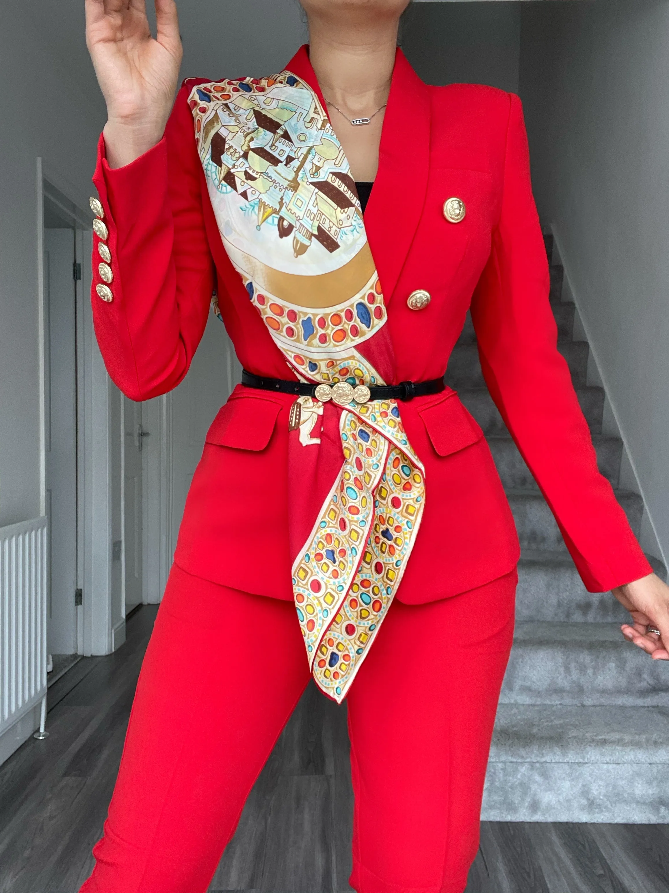 ICONIC RED TWO PIECES SET BLAZER AND TROUSER