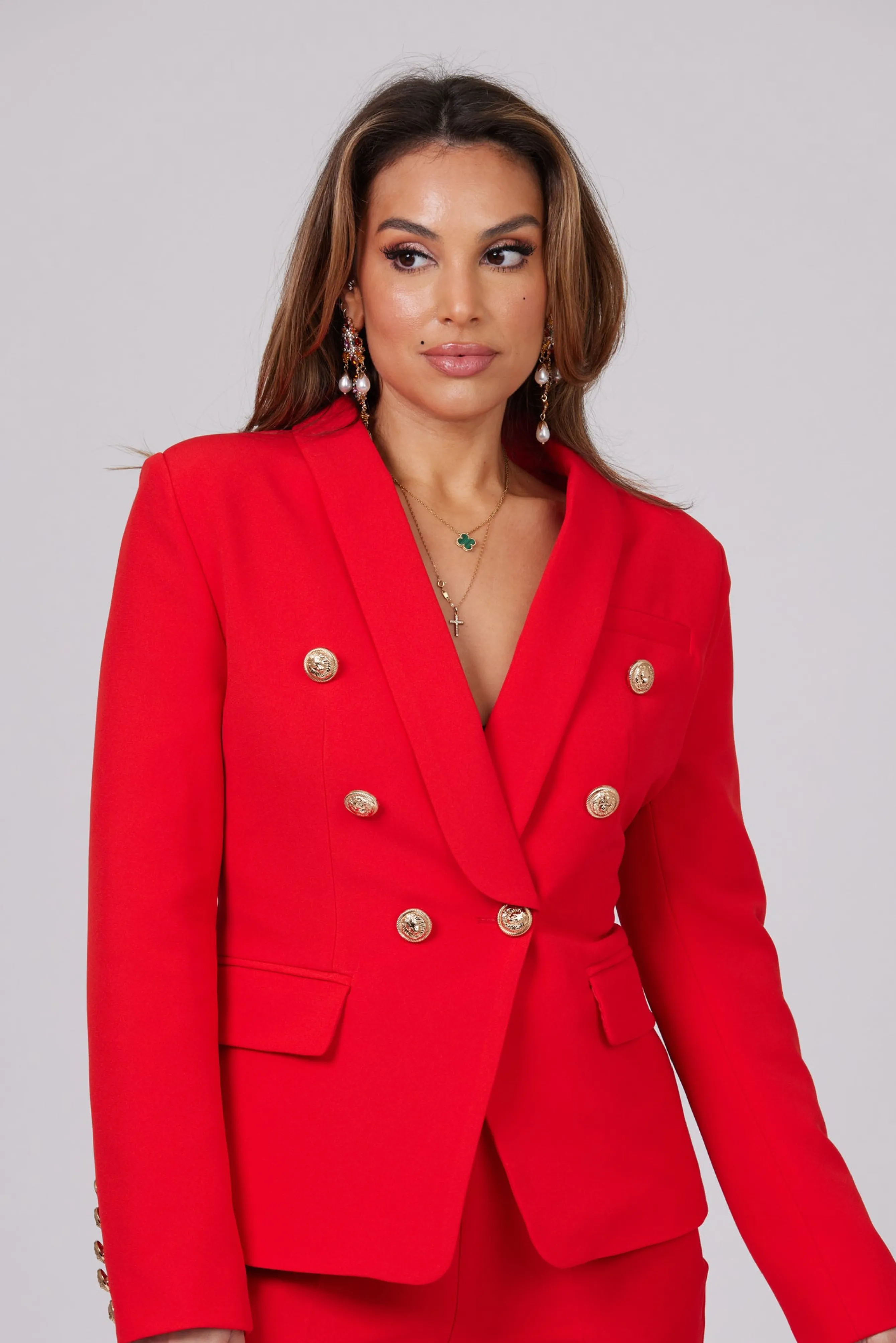 ICONIC RED TWO PIECES SET BLAZER AND TROUSER