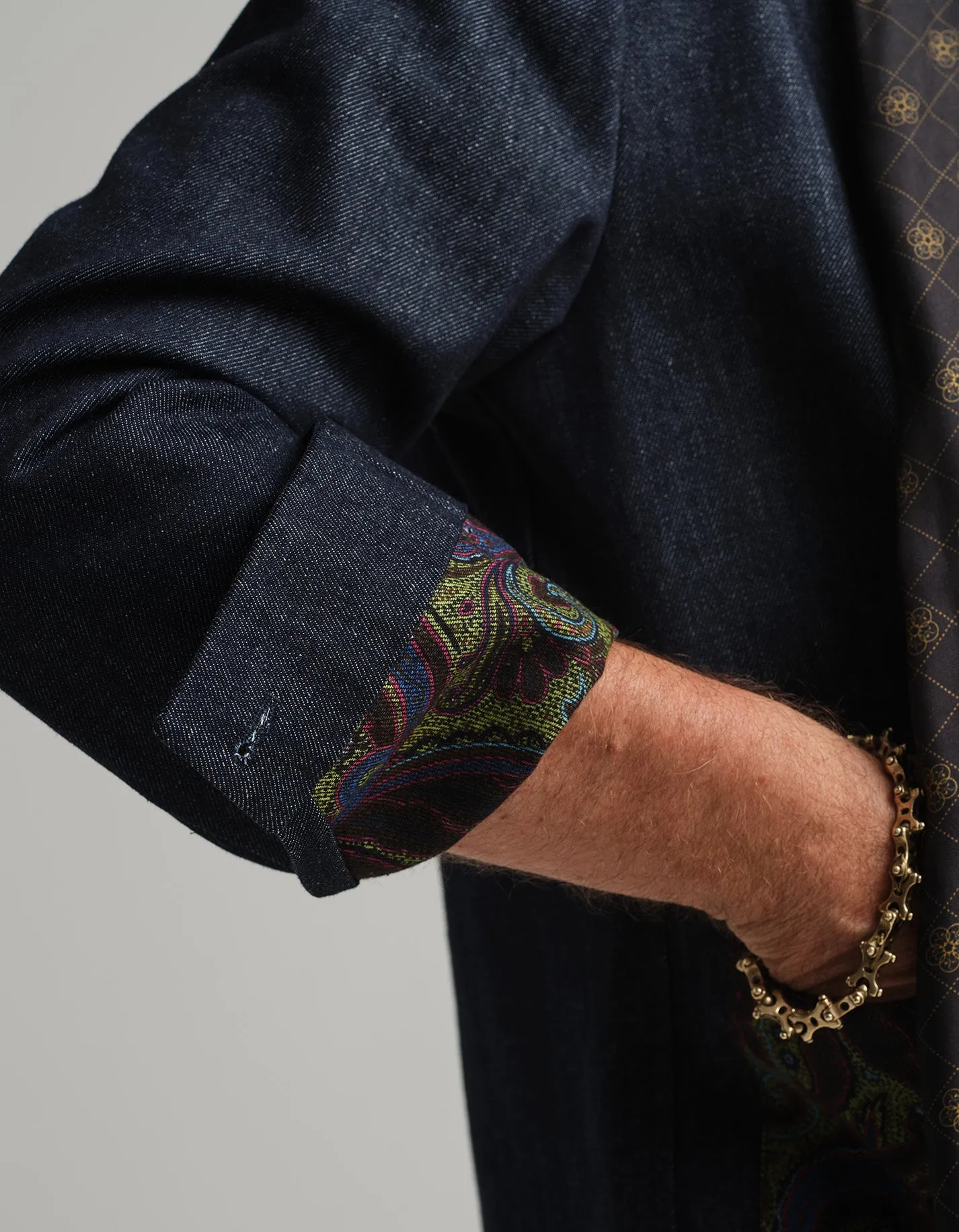 Indigo Denim & Paisley Shacket GOLD COLLECTION