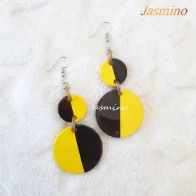 Jasmino Delicate Double Circle Dangle Earrings Handmade Jewelry Gift for Her Made By Natural Buffalo Horn