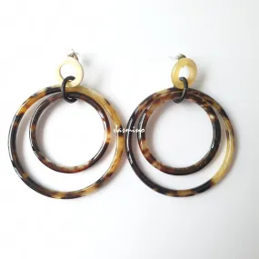 Jasmino Ethnic Bohemian Vintage Leopard Drop Earrings Made By Natural Buffalo Horn