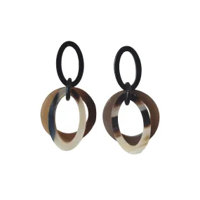 Jasmino Hadmade Spring 2023 Double Oval Earrings Made By Natural Buffalo Horn