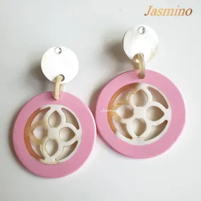 Jasmino Trendy Elegant Minimalist Vintage Floral Handmade Jewelry Earrings Made By Natural Buffalo Horn