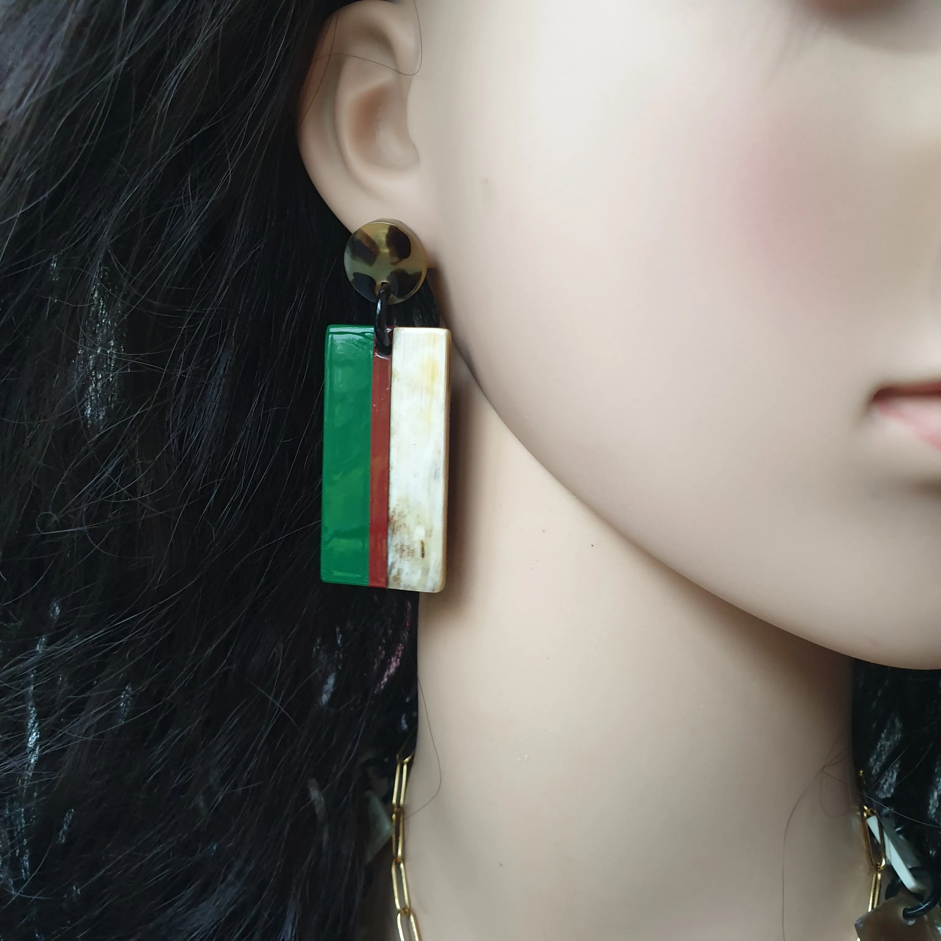 Jasmino Trendy Rectangle Drop Earrings Made By Natural Buffalo Horn