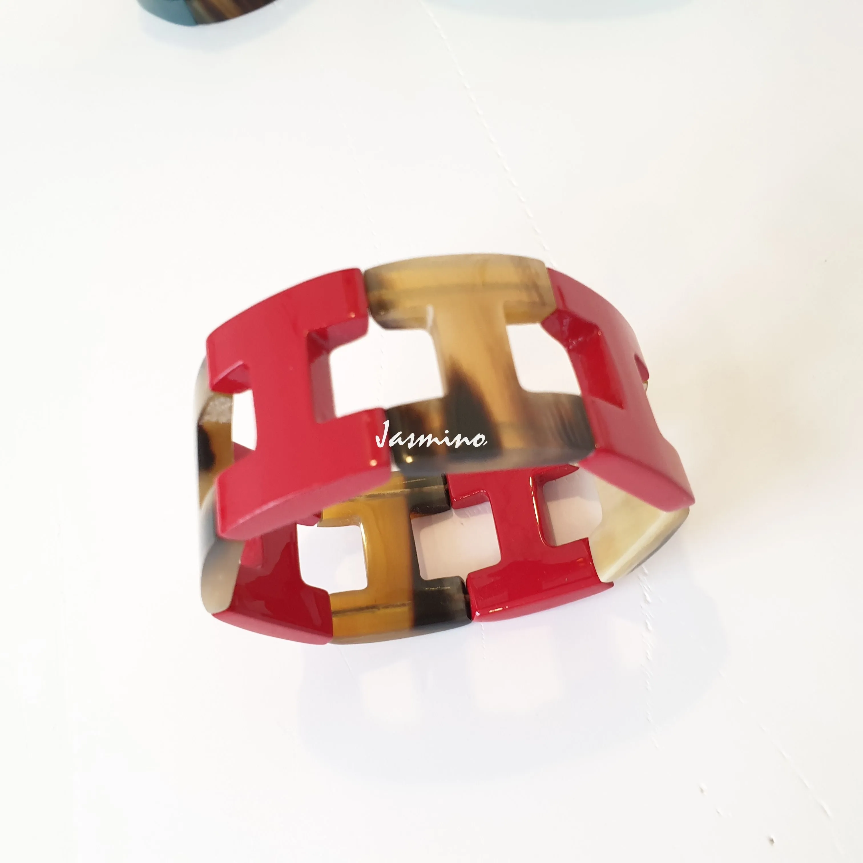 Jasmino Unique Aesthetic Geometric Ethnic Personalized Bracelet Made By Natural Buffalo Horn