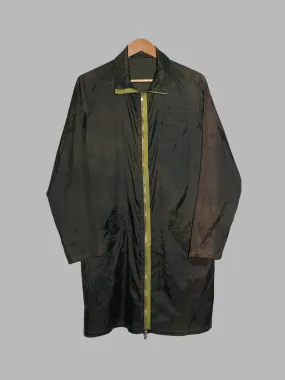 Jean Colonna dark green semi-sheer nylon high neck zip coat - 44 XS