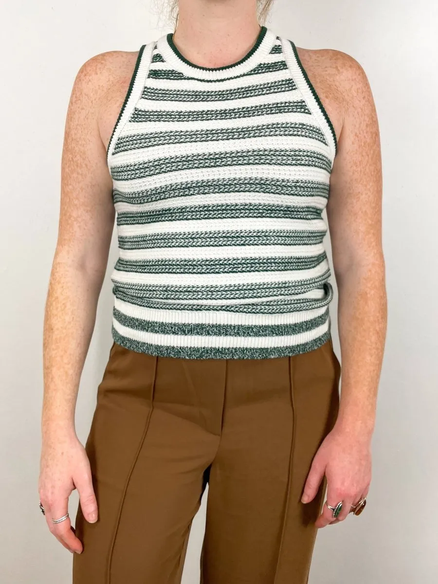 Jerrel Knit Tank in Ivory/Green