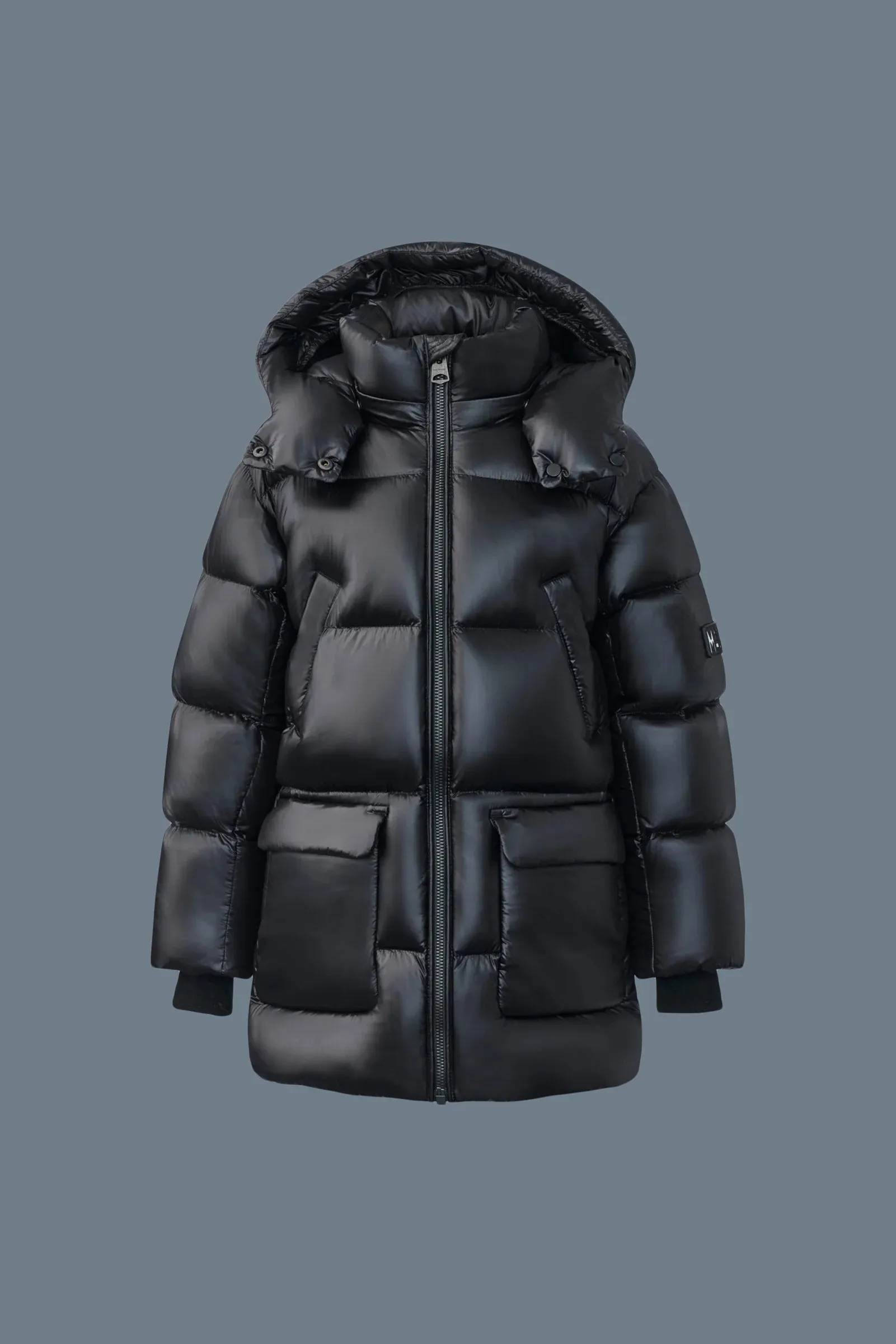 Kennie-Tlus Lustrous light down parka with hood for toddlers (Black) - MP0015920001BLK