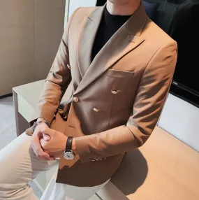 Khakhi Double Breasted One Piece Blazer