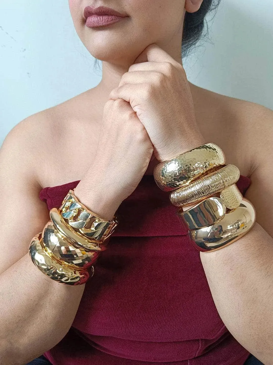 Kriti Sanon In Gold Plated Slip On Bracelets