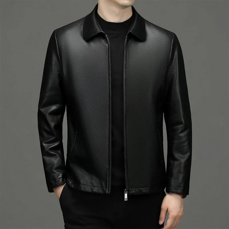 Lapel Ecological Real Leather Clothes Coat Leather Jacket Men Warm Jacket for men