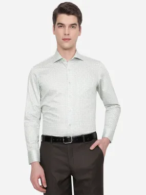 Light Green Printed Slim Fit Formal Shirt | Metal