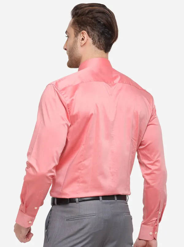 Light Orange Solid Slim Fit Formal Shirt | Metal