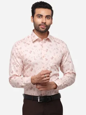 Light Pink Printed Slim Fit Formal Shirt | Greenfibre