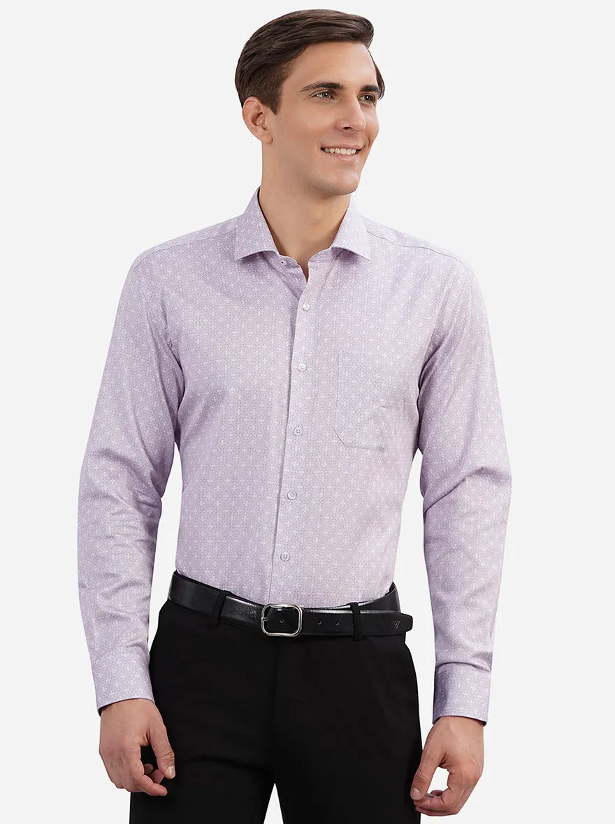 Light Purple Printed Regular Fit Formal Shirt | JadeBlue