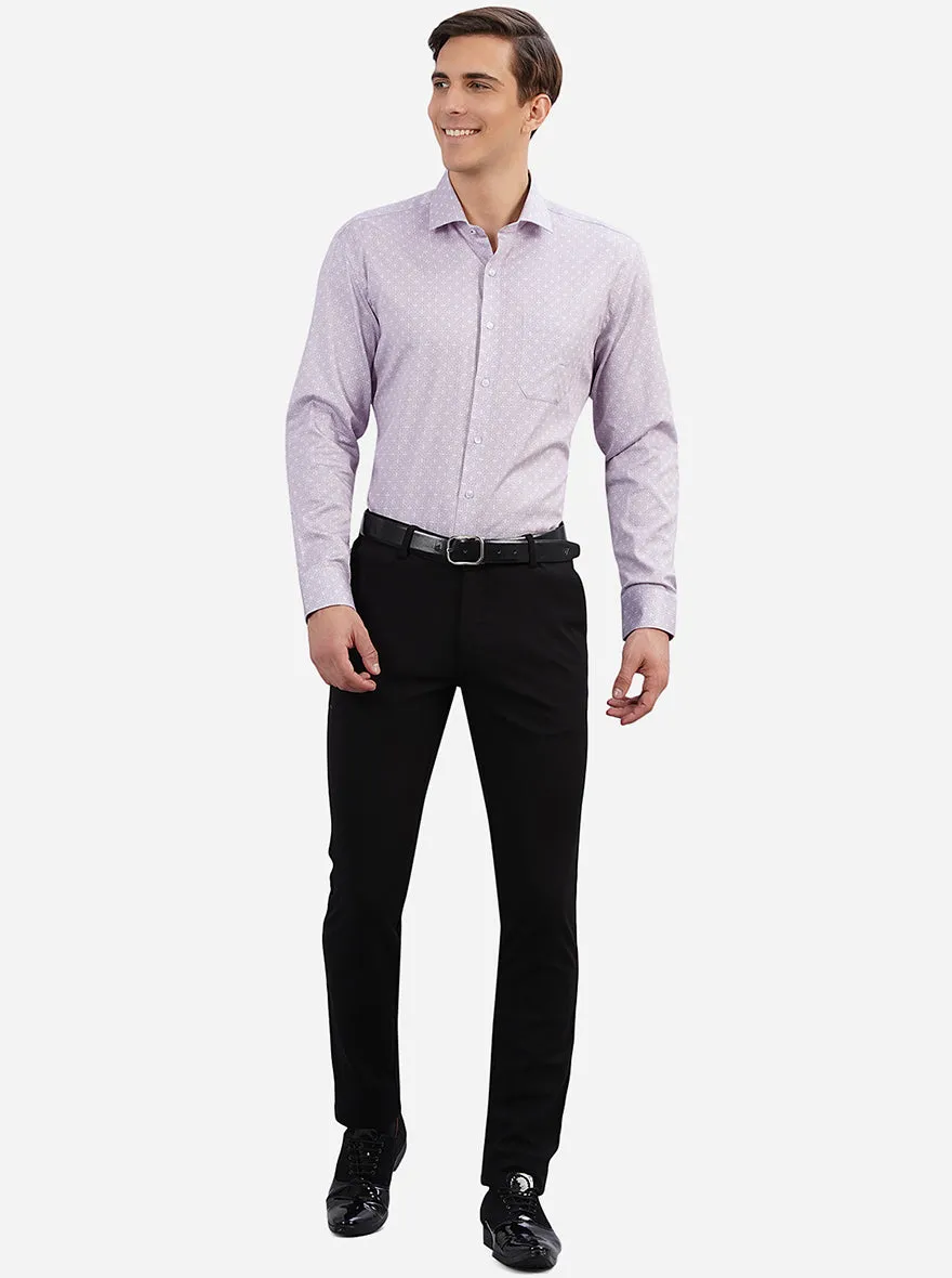 Light Purple Printed Regular Fit Formal Shirt | JadeBlue