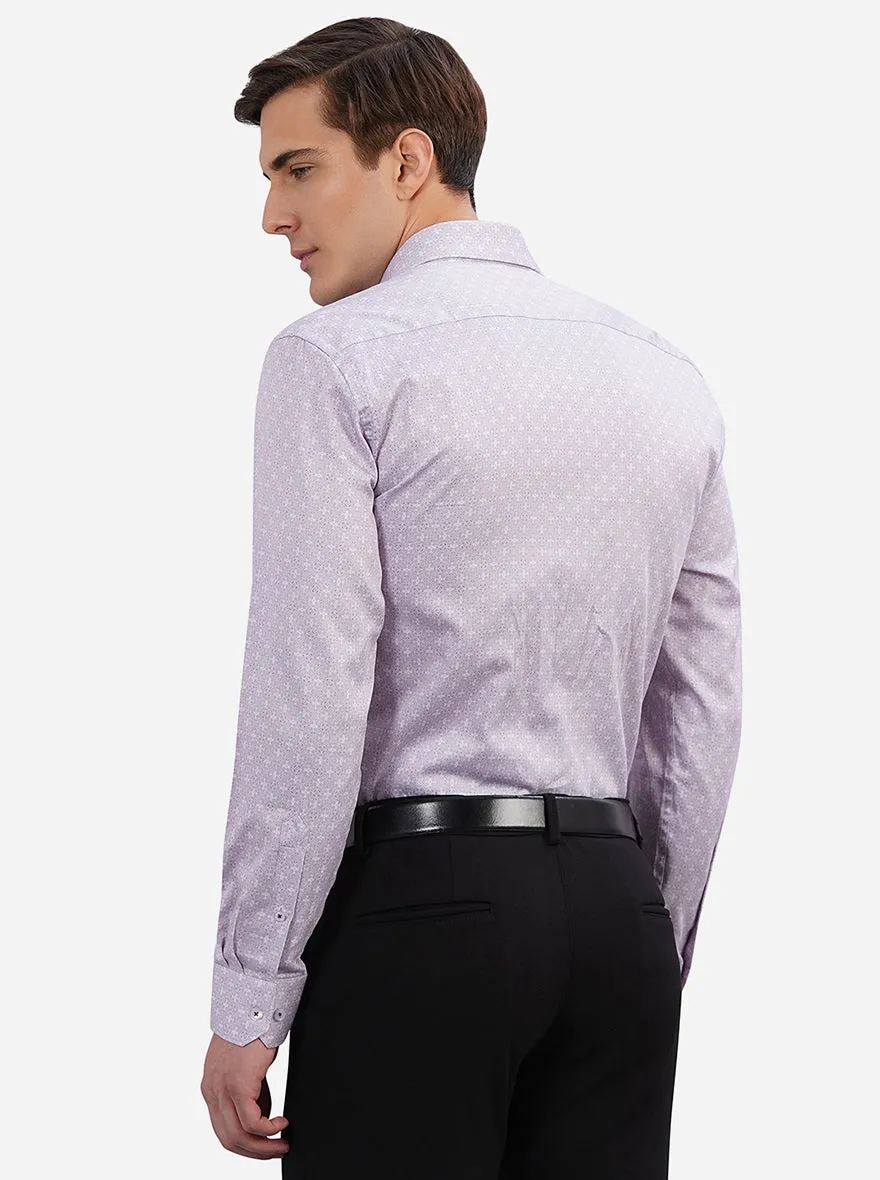 Light Purple Printed Regular Fit Formal Shirt | JadeBlue