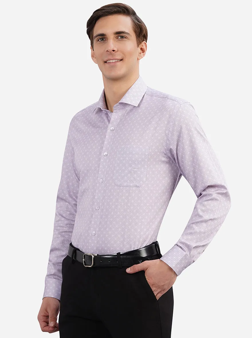 Light Purple Printed Regular Fit Formal Shirt | JadeBlue