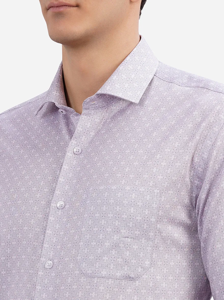 Light Purple Printed Regular Fit Formal Shirt | JadeBlue