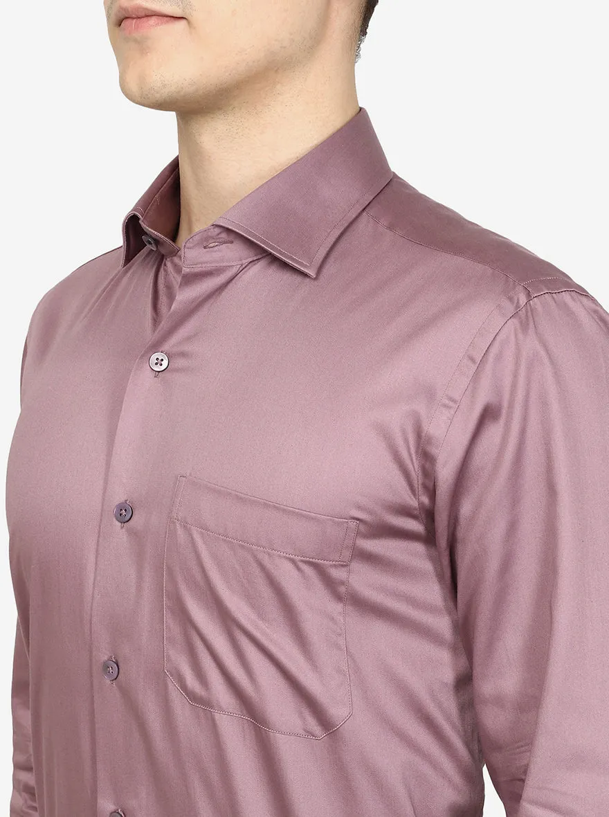 Lilac Pink Solid Slim Fit Formal Shirt | Metal