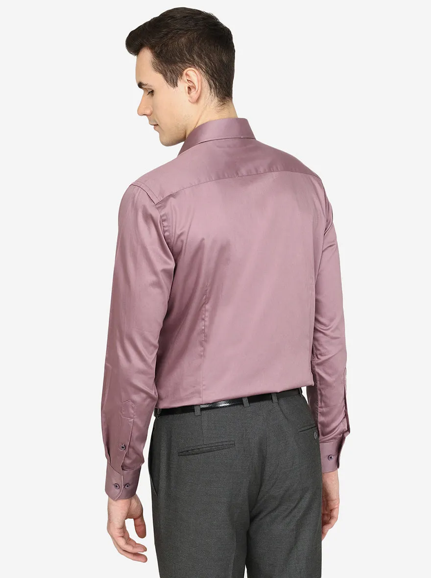 Lilac Pink Solid Slim Fit Formal Shirt | Metal