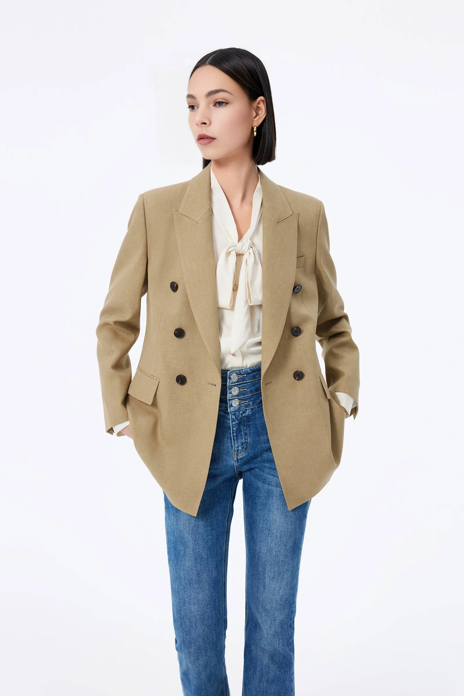 LILY Color-Block Double-Breasted Blazer