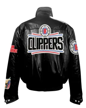 LOS ANGELES CLIPPERS FULL LEATHER PUFFER JACKET Black