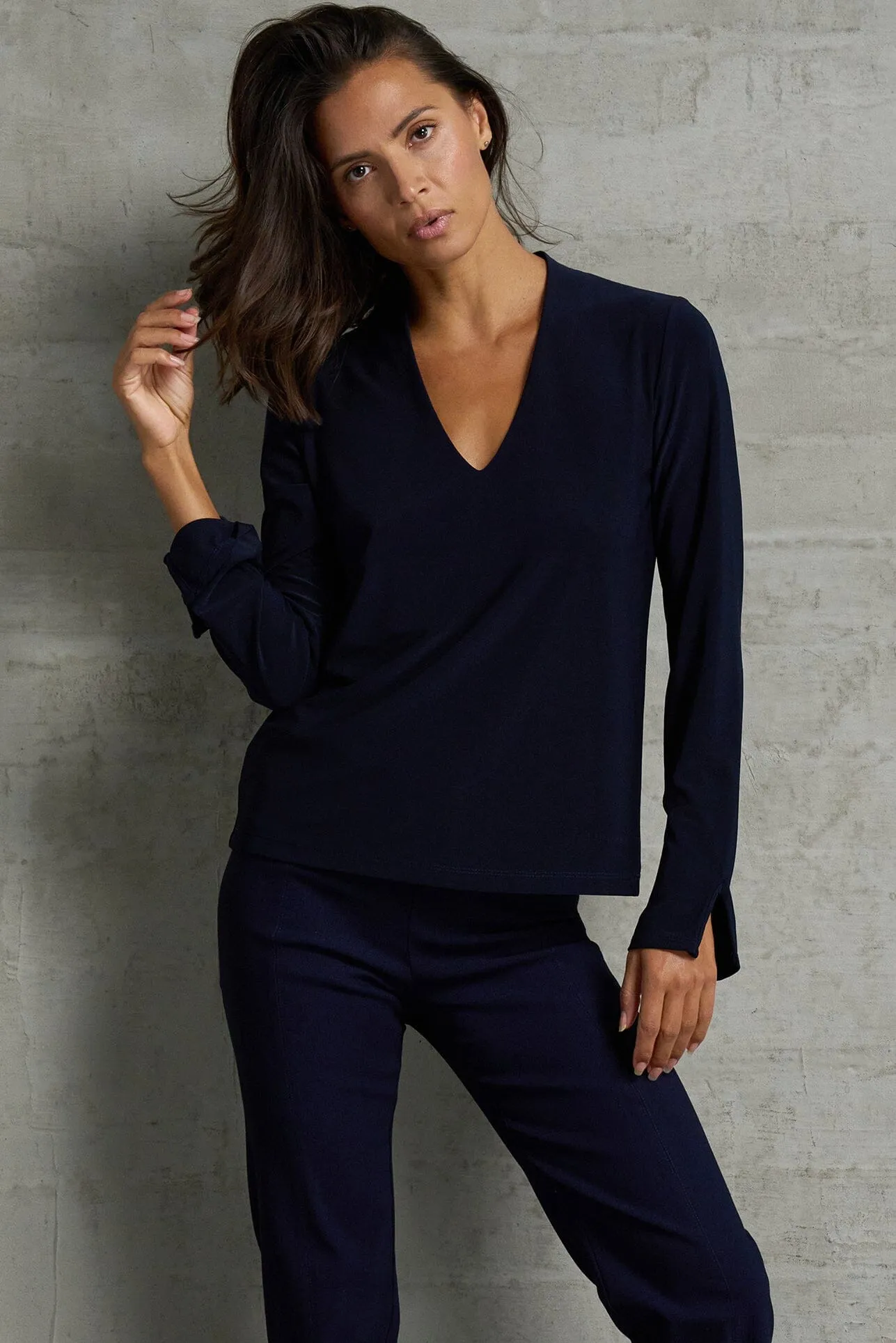 Luxe Stretch Long Sleeve V-Neck