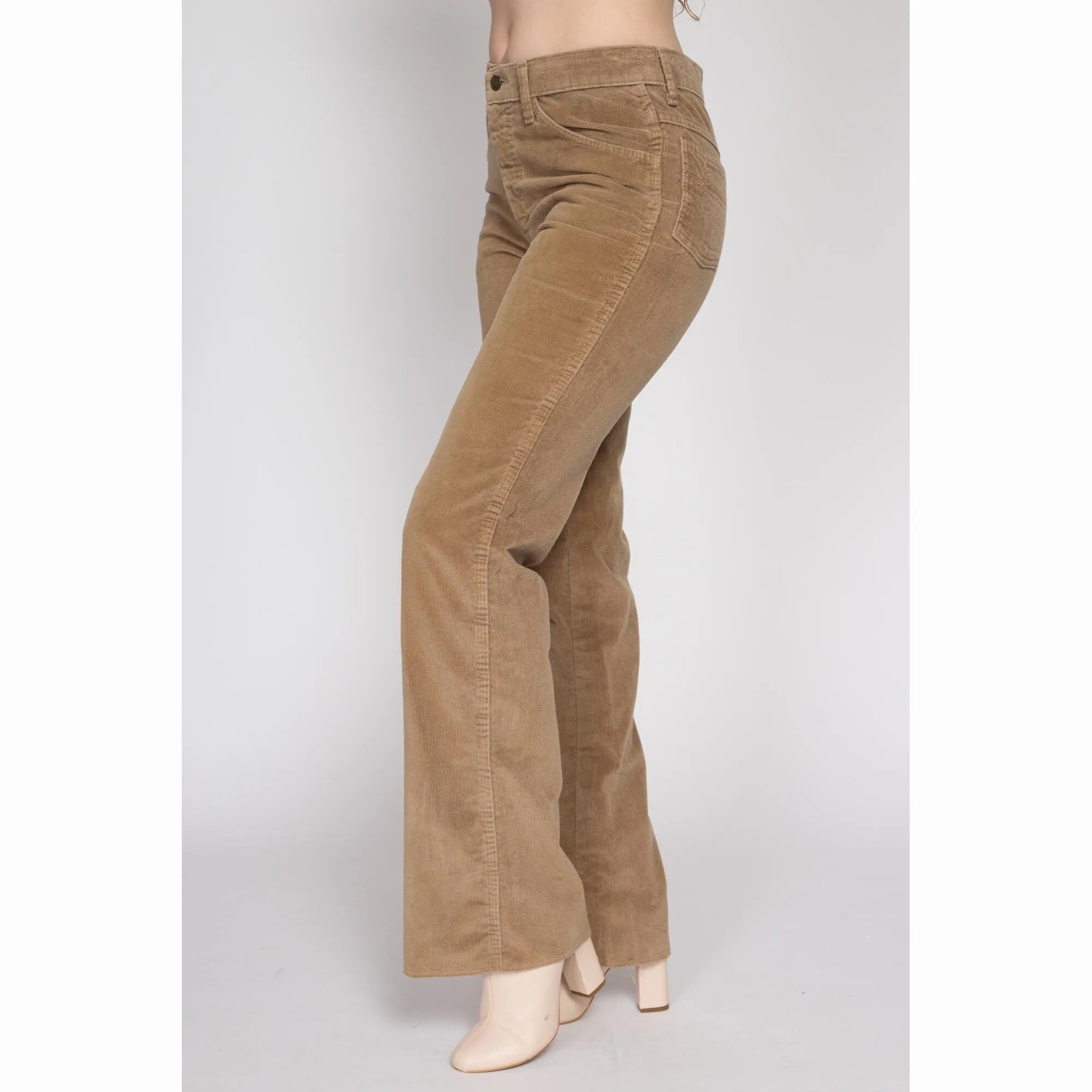 Medium 70s Tan Corduroy Mid Rise Flared Pants